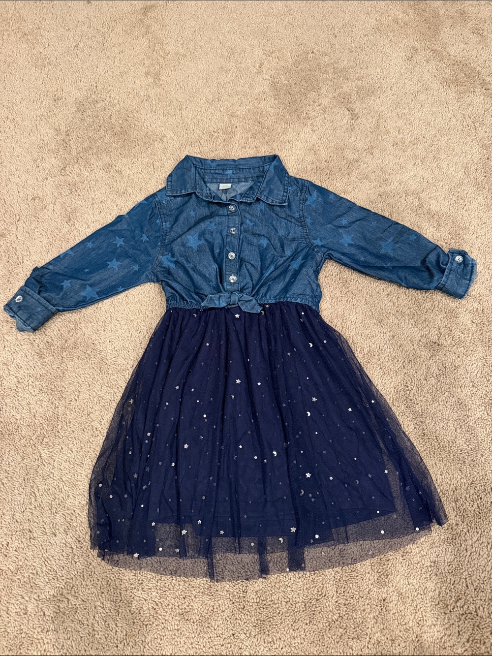 Girls 5/6 Navy Dress with Stars